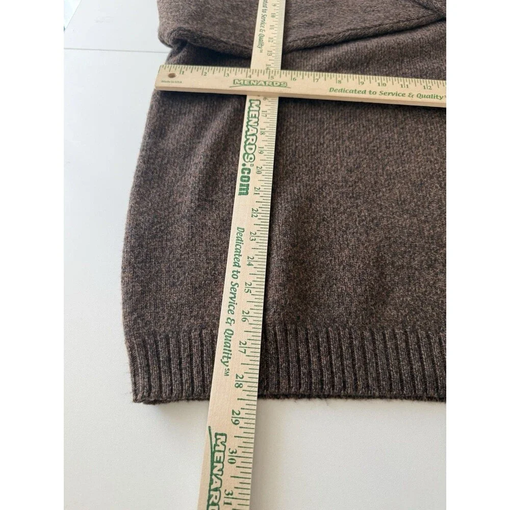Eddie Bauer Sweater Mens XL 100% Merino Wool 1/4 Zip Mock Neck Knit Brown - Picture 6 of 13